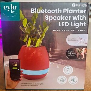 Cylo Liv Red Bluetooth Planter Speaker with LED Light
